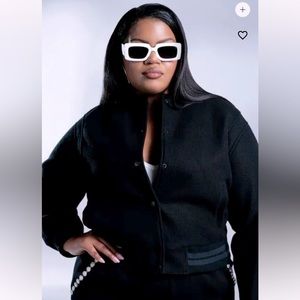 AZALEA WANG Cropped Everyday Varsity Bomber